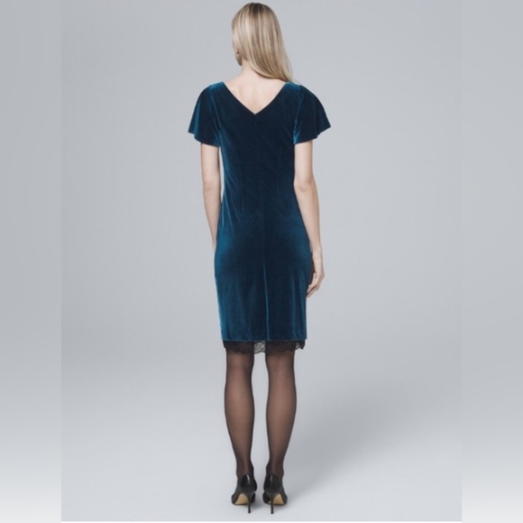 White House Black Market Velvet Embroidered Shift Dress Classic Cocktail Chic - Picture 5 of 8